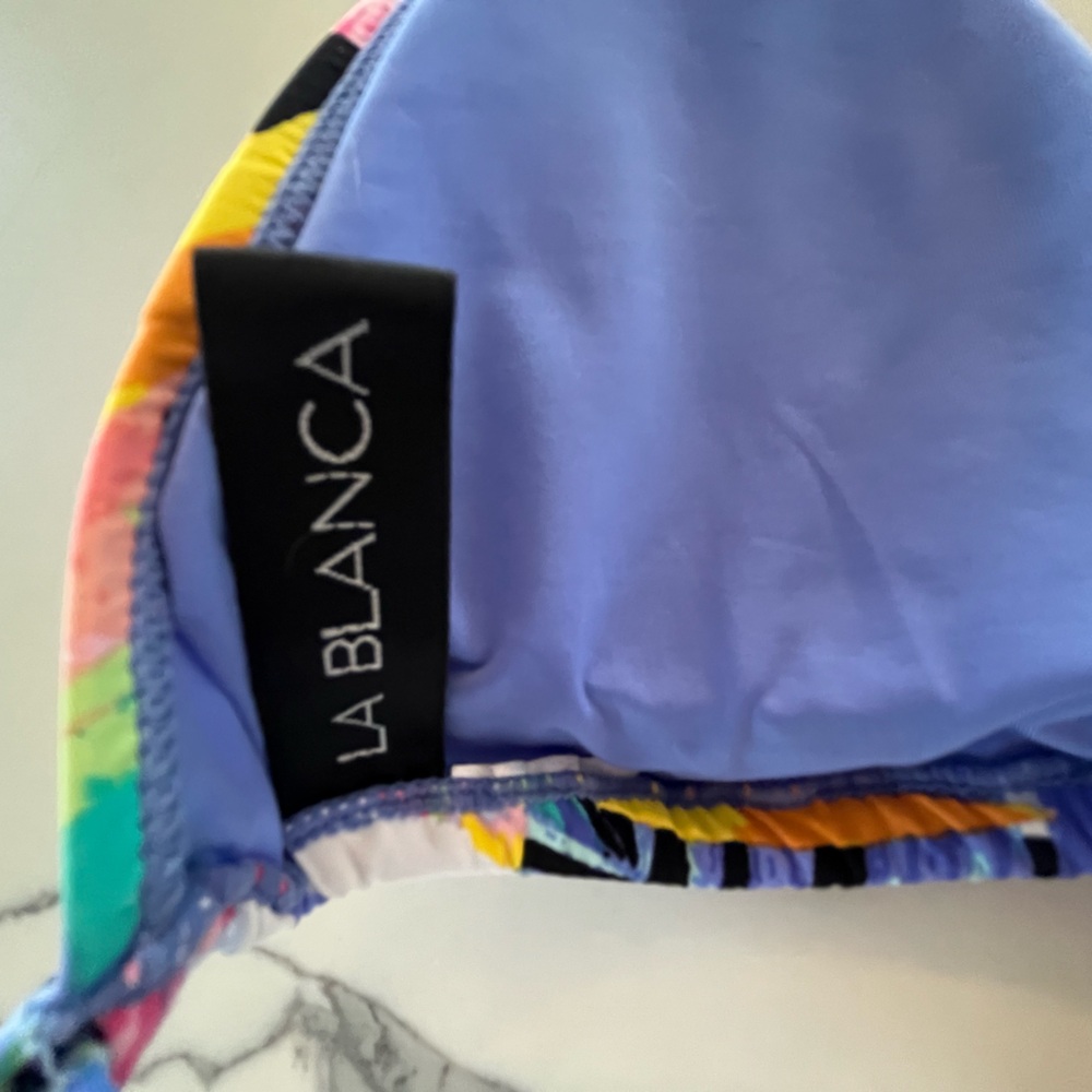 La Blanca - Tropicali Purple Floral Aztec Halter Swim Top - Sz 4 - Multicolor - Picture 3 of 3